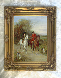 Oleograph on Canvas of a Hunting Couple "The Morning Ride"