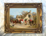 Fine Oleograph on Canvas of Huntsmen & Hounds aft. Heywood Hardy