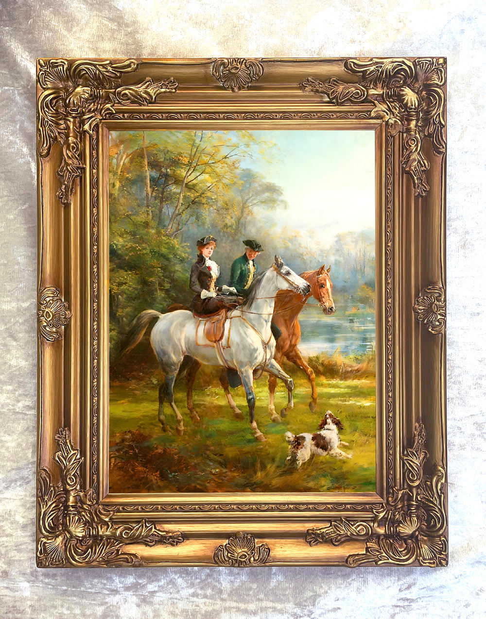 Fine Lithograph on Canvas of a Hunting Scene - Morning Ride