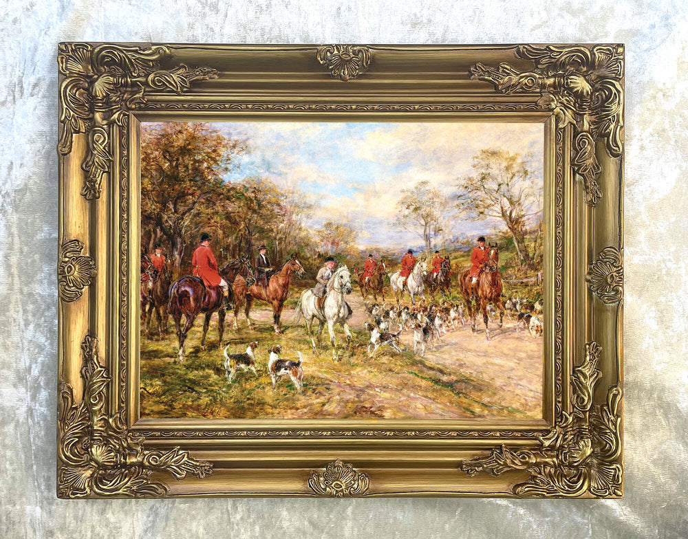 Fine Lithograph on Canvas of a Hunting Scene -The Meet