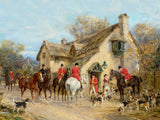 Fine Oleograph on Canvas of Huntsmen & Hounds aft. Heywood Hardy