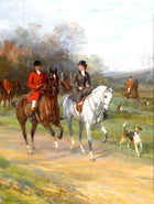Fine Oleograph on Canvas "Heading to the Hunt" after Heywood Hardy