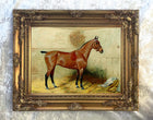 Oleograph on Canvas of the Racehorse "Henrietta" in a stable