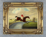 Oleograph on Canvas of a Racehorse "Over the Stream"