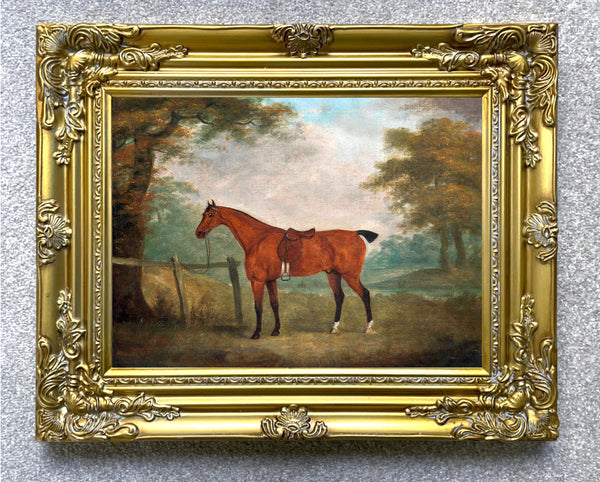 Oleograph on Canvas of a Tethered Horse