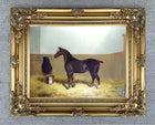 Oleograph on Canvas of a Stable Scene - A Cob in a Stable