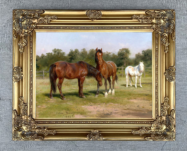 Fine Oleograph on Canvas of 3 Horses in a Landscape