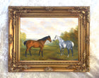 Fine Oleograph on Canvas of 2 Horses in a Rural Landscape
