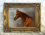 Fine Oleograph on Canvas - Head Study of a Chestnut Horse