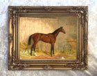 Superb Oleograph on Canvas - Racehorse in a Stable