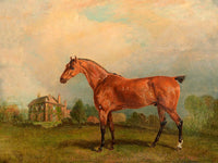 Fine Oleograph on Canvas of a Chestnut Horse in a Paddock