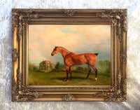 Fine Oleograph on Canvas of a Chestnut Horse in a Paddock