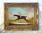 Fine Lithograph on Stretched Canvas of a Racehorse with Jockey Up aft. Sartorius
