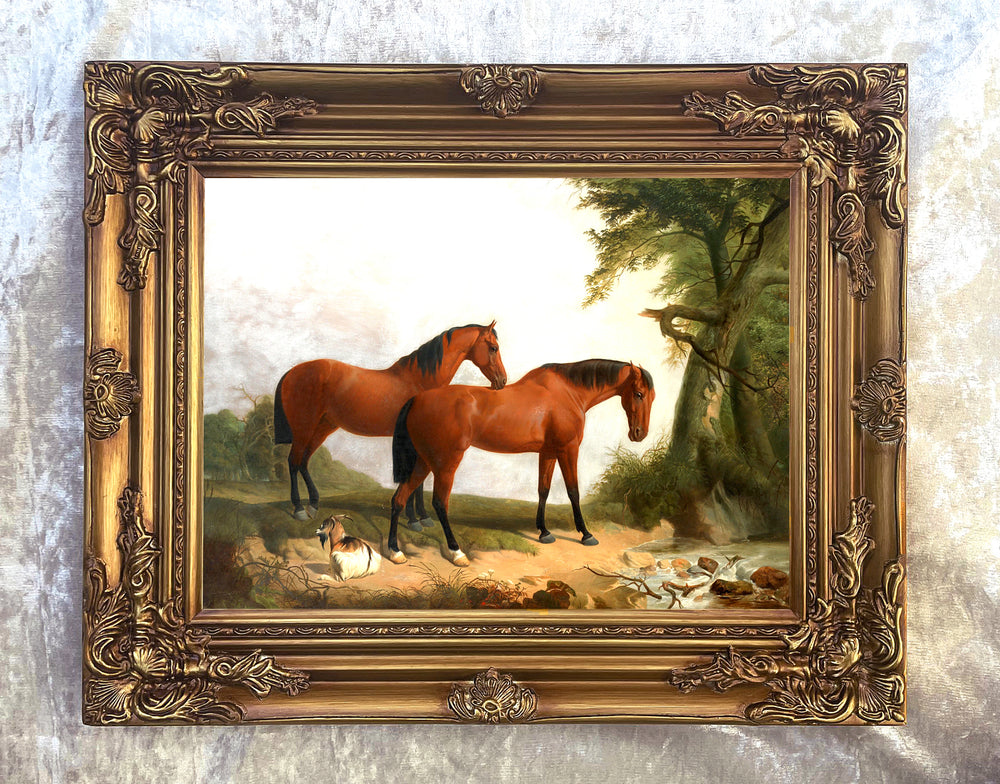 Fine Oleograph on Canvas of Horses in a Rural Landscape