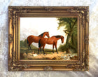 Fine Oleograph on Canvas of Horses in a Rural Landscape