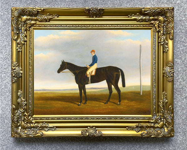 Fine Oleograph on Canvas - Deception, Winner of the 1839 Oaks, with Jockey Up