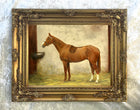 Fine Oleograph on Canvas - Portrait of a Chestnut Hunter in a Stable