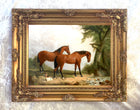 Fine Oleograph on Canvas of a Pair of Horses in a Woodland Landscape