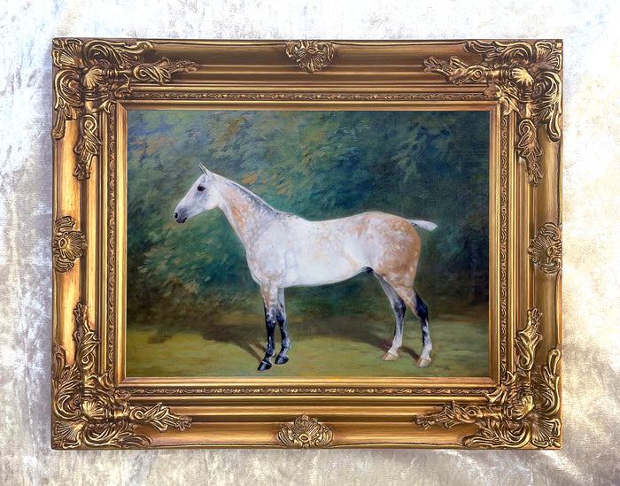 Fine Oleograph on Canvas of a Dapple Grey Hunter