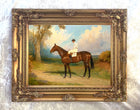 Fine Oleograph on Canvas of the Racehorse "Omaha" with Jockey Up