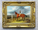 Fine Oleograph on Canvas of Racehorse with a Jockey Up aft. J.F.Herring