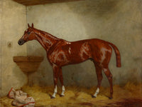 Fine Oleograph on Canvas of a Bay Racehorse in a Loosebox aft. Harry Hall