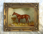 Fine Oleograph on Canvas of a Bay Racehorse in a Loosebox aft. Harry Hall