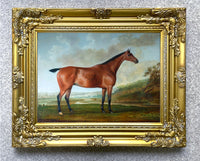 Excellent Lithograph on Canvas -"Vanguard" a Bay Mare in a Landscape