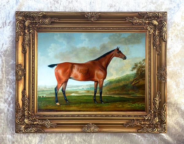 Excellent Lithograph on Canvas -"Vanguard" a Bay Mare in a Landscape