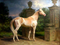 Fine Oleograph on Canvas of a Palomino Horse in a Palladian Landscape