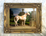 Fine Oleograph on Canvas of a Palomino Horse in a Palladian Landscape