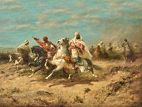 Fine Oleograph on Canvas of Arab Horsemen - The Charge after Adolph Schreyer