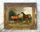 Fine Oleograph on Canvas of 3 Horses in a Rural Landscape