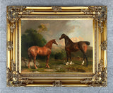 Fine Oleograph on Canvas of 3 Horses in a Rural Landscape