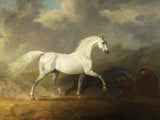 Fine Oleograph on Canvas - White Stallion in a Landscape aft. Sawry Gilpin