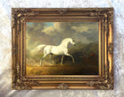 Fine Oleograph on Canvas - White Stallion in a Landscape aft. Sawry Gilpin