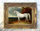 Fine Oleograph on Canvas - Portrait of Adonis the favourite white charger of George lll