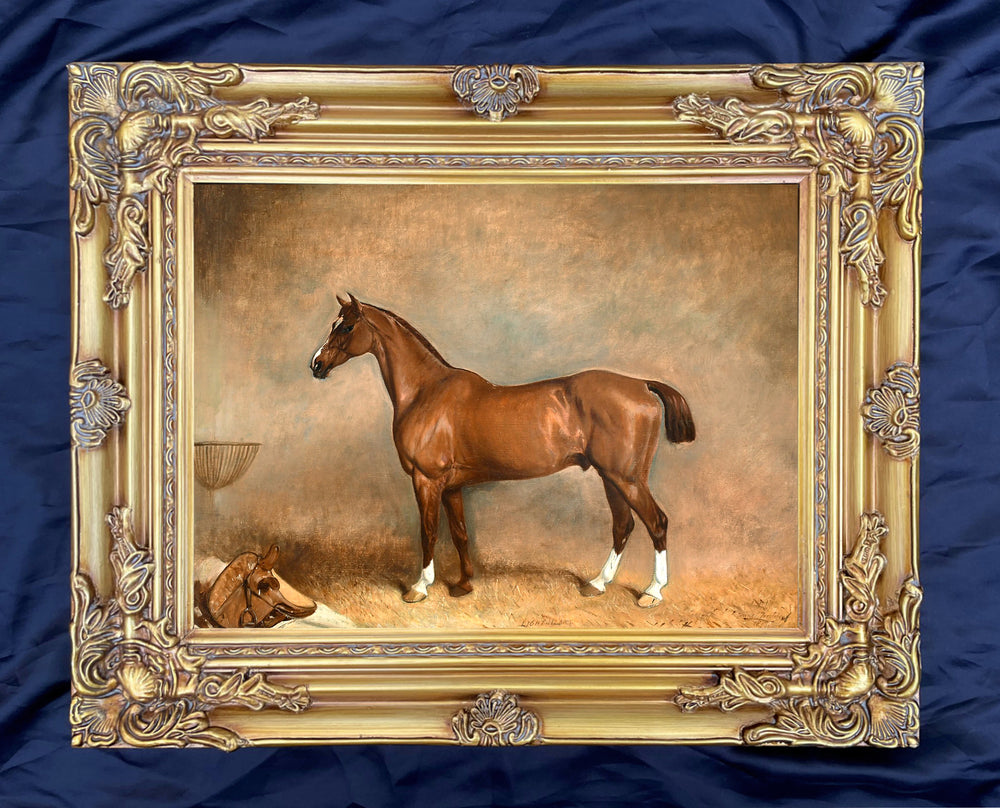 Fine Lithograph on Canvas - 'Light Heart', a chestnut hunter in a stable