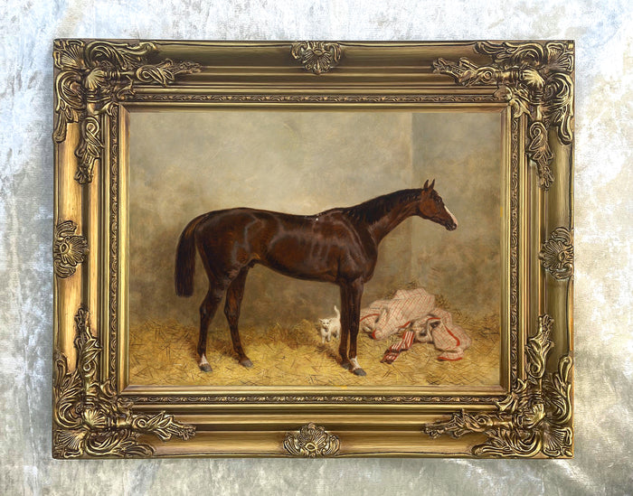 Fine Oleograph on Canvas of the Bay Race Horse 