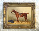 Fine Oleograph on Canvas - Study of a Chestnut Hunter in a Stall