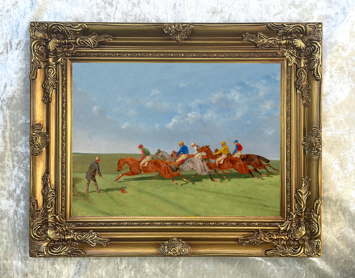 Fine Oleograph on Canvas of a Steeple chase Scene - 