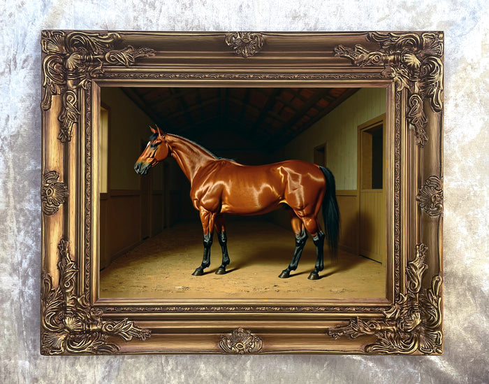 Gilt Framed Oleograph of a Bay Hunter 