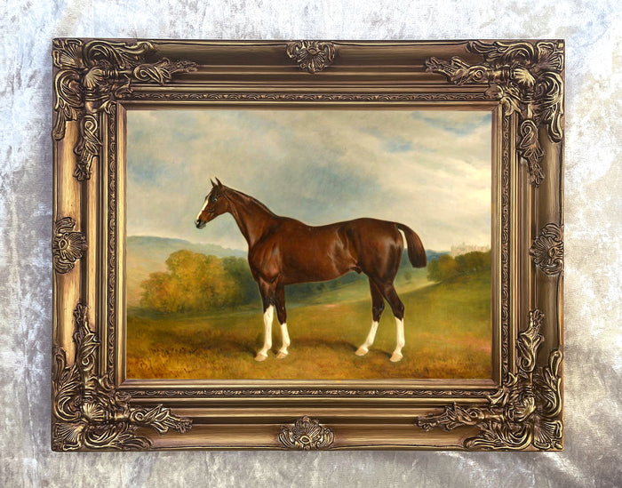 Gilt Framed Oleograph of a Bay Hunter 