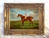 Fine Oleograph on Canvas - The Racehorse "Regulus" with Jockey up