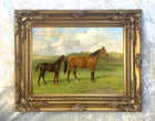 Fine Oleograph on Canvas - Study of a Mare & Foal