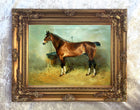 Oleograph on Canvas of a Bay Hunter in a Stable