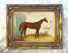 Oleograph on Canvas of The Racehorse "Cossack" in a Stable after Harry Hall