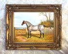 Oleograph on Canvas of a Dun Horse in a Yard
