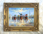 Fine Oleograph on Stretched Canvas - Impressionist Horse Racing Scene