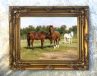 Fine Oleograph on Canvas of 3 Horses in a Landscape